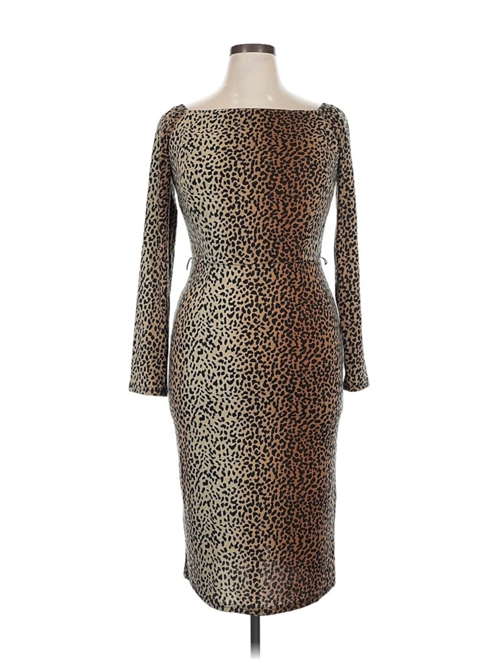 Collectif Animal Print Pencil Dress Pinup Rockabilly Of Shoulder Size US12 UK16
